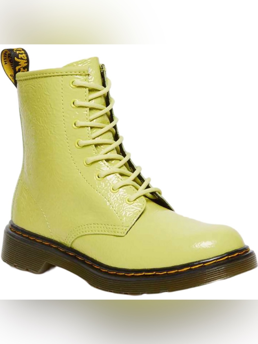 DR. MARTENS 1460 Combat Boots Patent Leather Light Lime Green Women’s Size 5